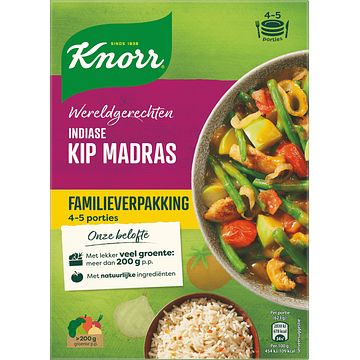 Foto van Knorr wereldgerechten maaltijdpakket indiase kip madras xxl 529g bij jumbo