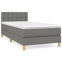 Foto van The living store boxspring met matras stof donkergrijs 90x190 cm - bed