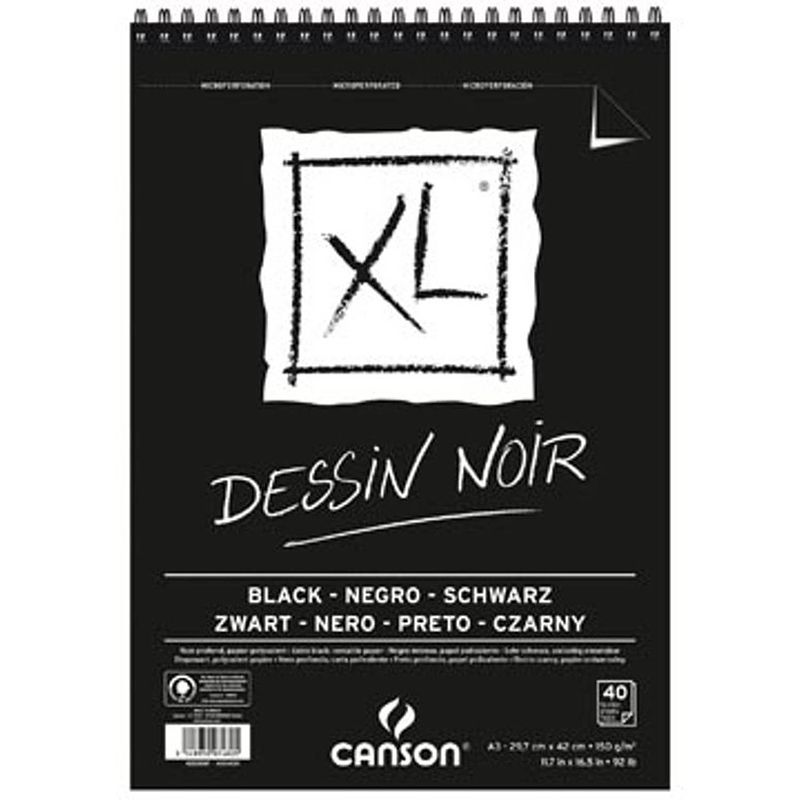 Foto van Canson tekenblok xl 150g/m² ft a3, 40 vel, zwart