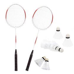 Foto van Badminton set rood/wit met 8x shuttles en opbergtas - badmintonsets
