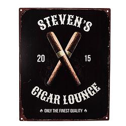 Foto van Clayre & eef tekstbord 20x25 cm zwart ijzer sigaren steven'ss cigar lounge wandbord spreuk wandplaat zwart wandbord