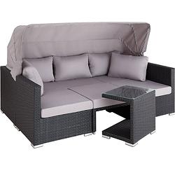 Foto van Tectake - wicker loungeset loungebank tuinset san marino - zwart - 403426