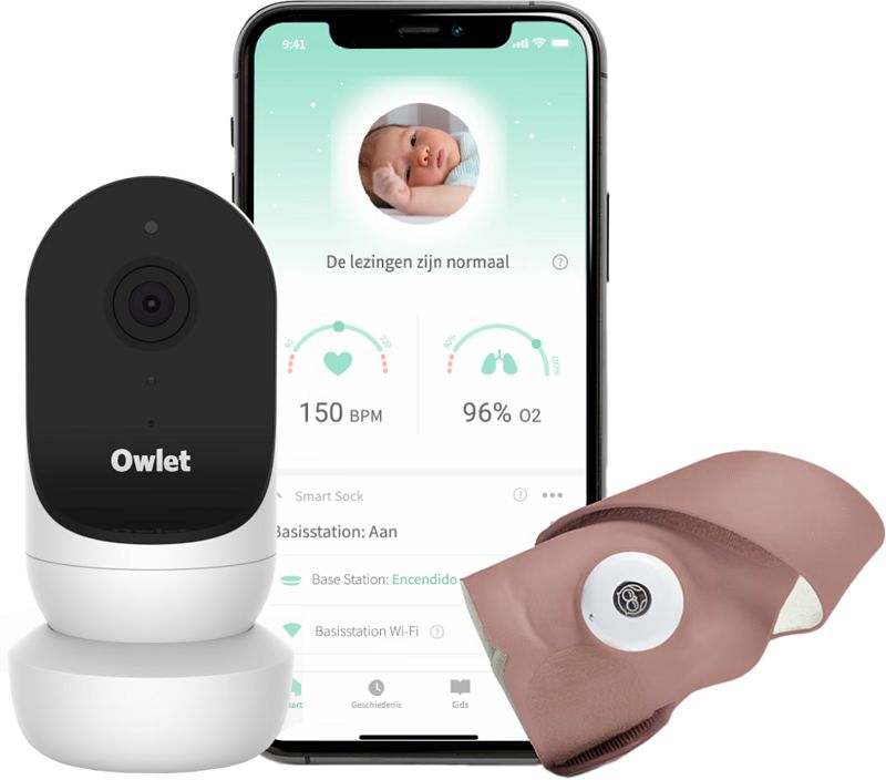 Foto van Owlet camera 2 ow-ca-2 + smart sock roze