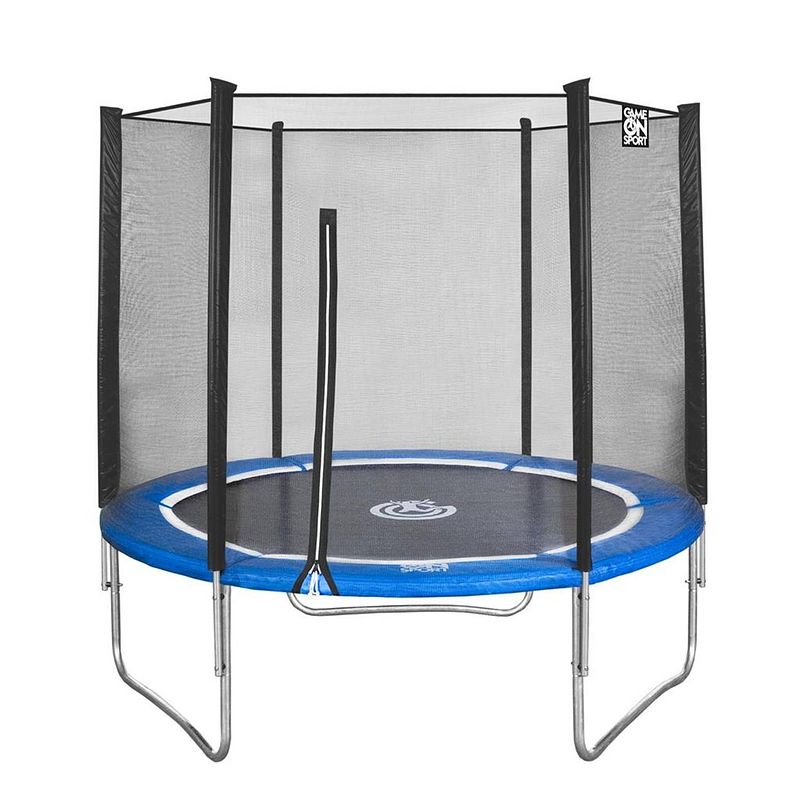 Foto van Game on sport trampoline met veiligheidsnet blauw 244 cm