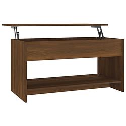 Foto van The living store salontafel - bruineiken - 102 x 50 x 52.5 cm - bewerkt hout