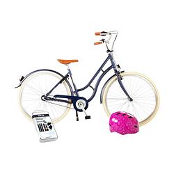 Foto van Volare kinderfiets lifestyle - 51 cm - jeans blauw - 3 versnellingen - met fietshelm & accessoires