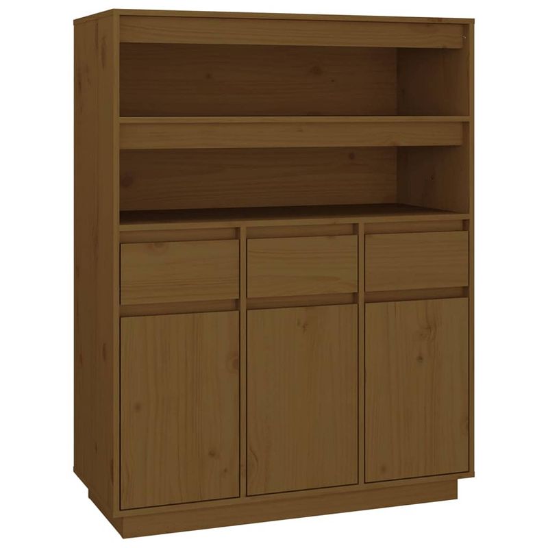 Foto van Vidaxl hoge kast 89x40x116,5 cm massief grenenhout honingbruin