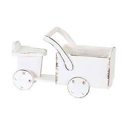 Foto van Plantenbak bakfiets hout-wit-46x20x31cm