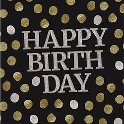 Foto van Folat servetten happy birthday 33 cm papier zwart/goud 20 stuks