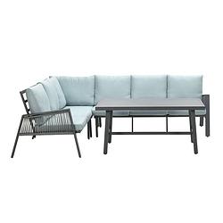 Foto van Garden impressions brendon lounge dining set 4-delig links - mint grijs