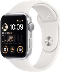 Foto van Apple watch se (2022) 4g 44mm zilver aluminium witte sportband