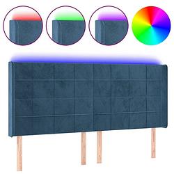 Foto van Vidaxl hoofdbord led 203x16x118/128 cm fluweel donkerblauw