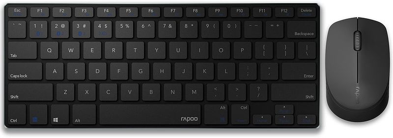 Foto van Rapoo draadloos toetsenbord combo set 9000m multi-mode ultra dun qwerty toetsenbord zwart