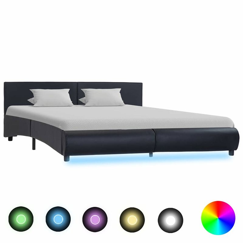 Foto van Vidaxl bedframe met led kunstleer zwart 180x200 cm