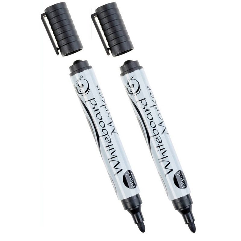 Foto van 2x whiteboard markers / stiften zwart - whiteboard stift