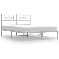 Foto van Vidaxl bedframe met hoofdbord metaal wit 160x200 cm