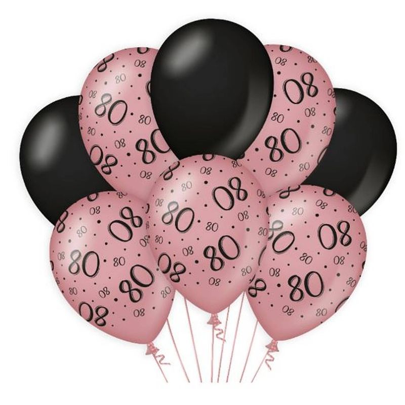Foto van Paper dreams ballonnen 80 jaar dames latex roze/zwart