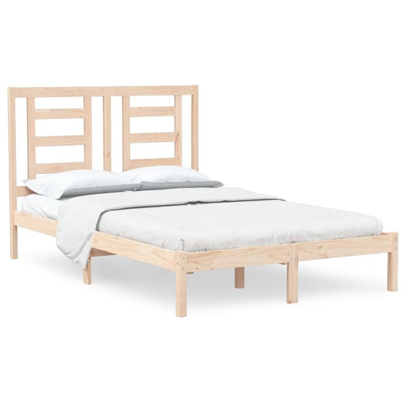 Foto van The living store houten bedframe - grenenhout - 205.5 x 125.5 x 31 cm - rustieke uitstraling