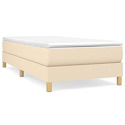 Foto van The living store boxspringframe - crème - 203 x 100 x 25 cm - stof (100% polyester) - multiplex