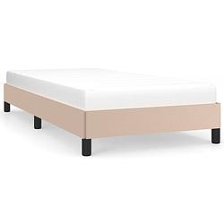 Foto van The living store bedframe - kunstleer - multiplex lattenbodem - cappuccino - 203x83x25cm - geschikt voor 80x200cm