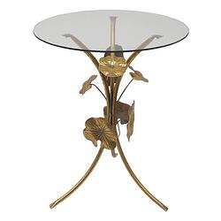 Foto van Clayre & eef bijzettafel ø 60*76 cm goudkleurig metaal glas side table tafeltje goudkleurig side table tafeltje