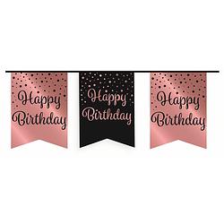 Foto van Paper dreams vlaggenlijn happy birthday 600 cm karton roze/zwart