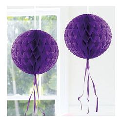 Foto van Honeycomb ballen paars 30 cm - hangdecoratie