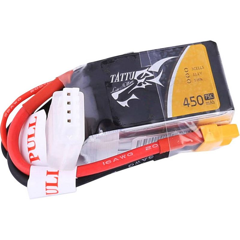 Foto van Tattu lipo accupack 11.1 v 450 mah aantal cellen: 3 75 c softcase xt30