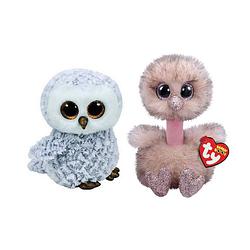 Foto van Ty - knuffel - beanie boo's - owlette owl & henna ostrich