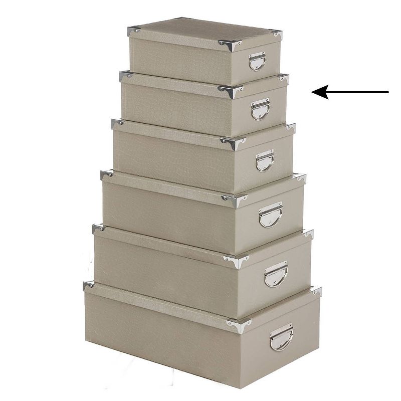 Foto van 5five opbergdoos/box - beige - l32 x b21,5 x h12 - stevig karton - crocobox - opbergbox