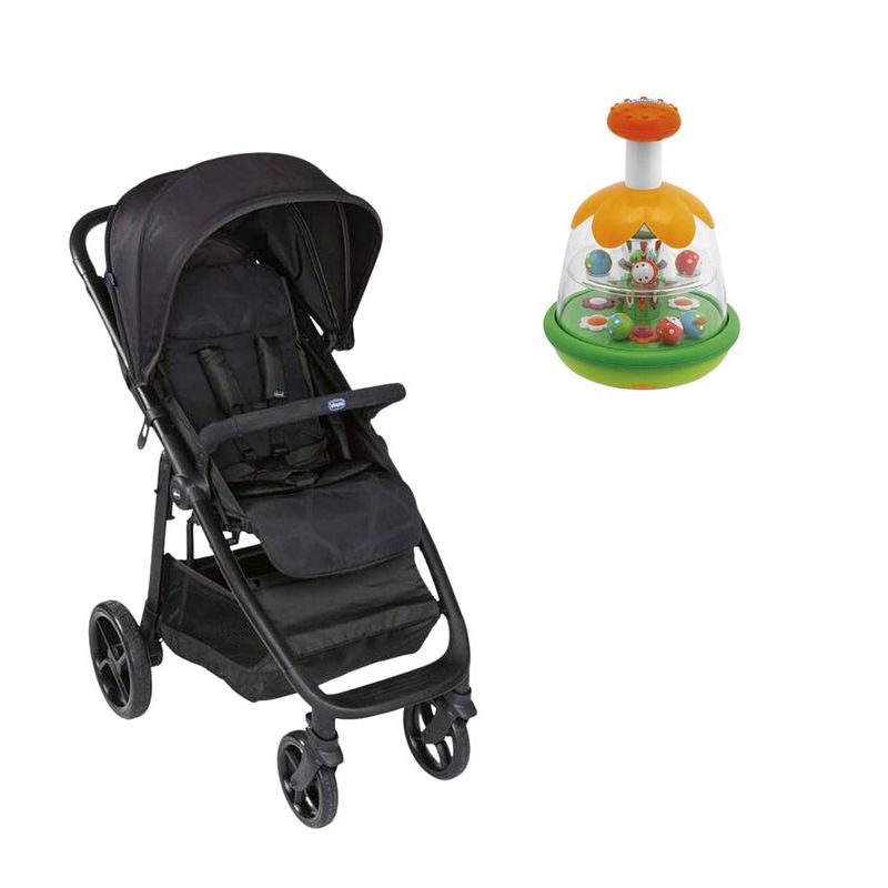 Foto van Chicco bundel - buggy multiride - jet black & speelfigurenset - magische draaitol