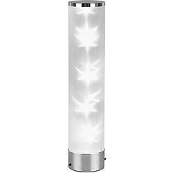 Foto van Led tafellamp - trion ricardo - 1.5w - warm wit 3000k - rgbw - dimbaar - afstandsbediening - rond - mat chroom -