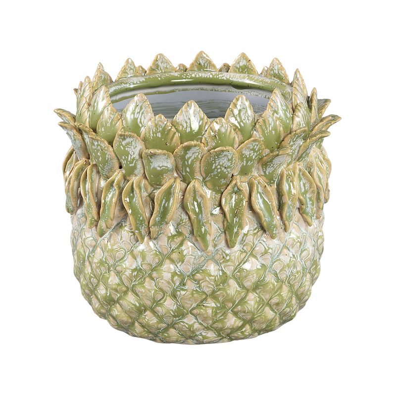 Foto van Ptmd tamiah green ceramic pineapple shaped pot low m