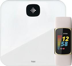 Foto van Fitbit charge 5 wit/goud + fitbit aria air wit