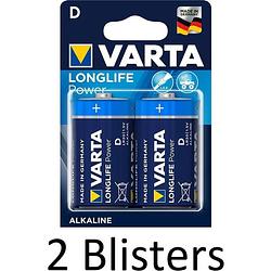 Foto van 4 stuks (2 blisters a 2 st) varta longlife power d batterijen