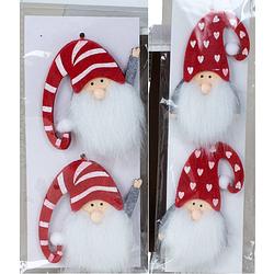Foto van Kersthangers - gnomes/kabouters - 4x st- vilt -7 cm - kerstornamenten - kersthangers