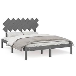 Foto van The living store bedframe massief grenenhout - modern bedroom - 140x190 cm - kleur- grijs