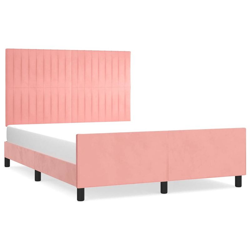 Foto van Vidaxl bedframe met hoofdeinde fluweel roze 140x200 cm