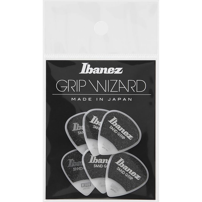 Foto van Ibanez ppa16msgwh grip wizard sand grip plectrumset 6-pack medium wit