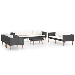 Foto van Vidaxl 5-delige loungeset met kussens poly rattan zwart