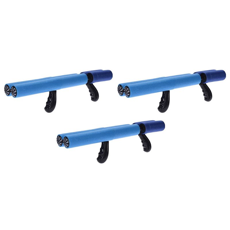 Foto van 3x blauw waterpistool/waterpistolen van foam 40 cm met handvat en dubbele spuit - waterpistolen