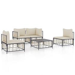 Foto van The living store hoekbank modulaire loungeset antraciet - 72x72x66 cm - weerbestendig materiaal