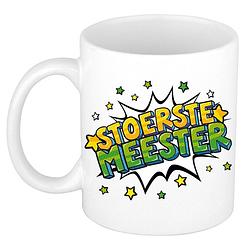 Foto van Stoerste meester cadeau mok / beker wit 300 ml - feest mokken