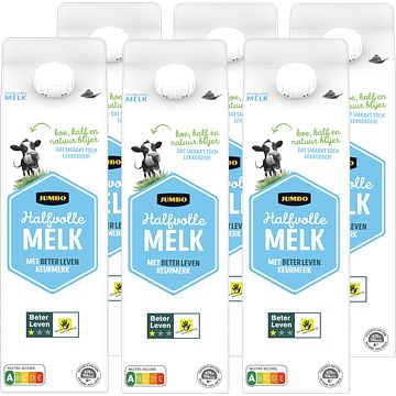 Foto van Jumbo halfvolle melk met beter leven keurmerk 1 ster 6 x 1l