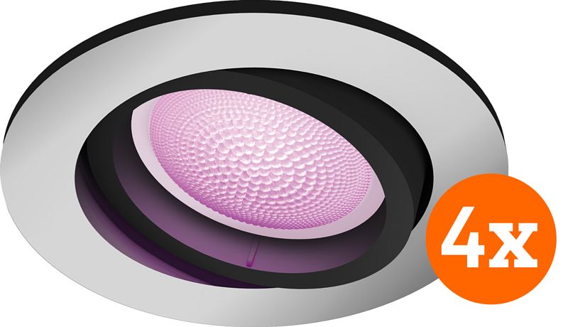 Foto van Philips hue centura inbouwspot white and color rond aluminium 4-pack