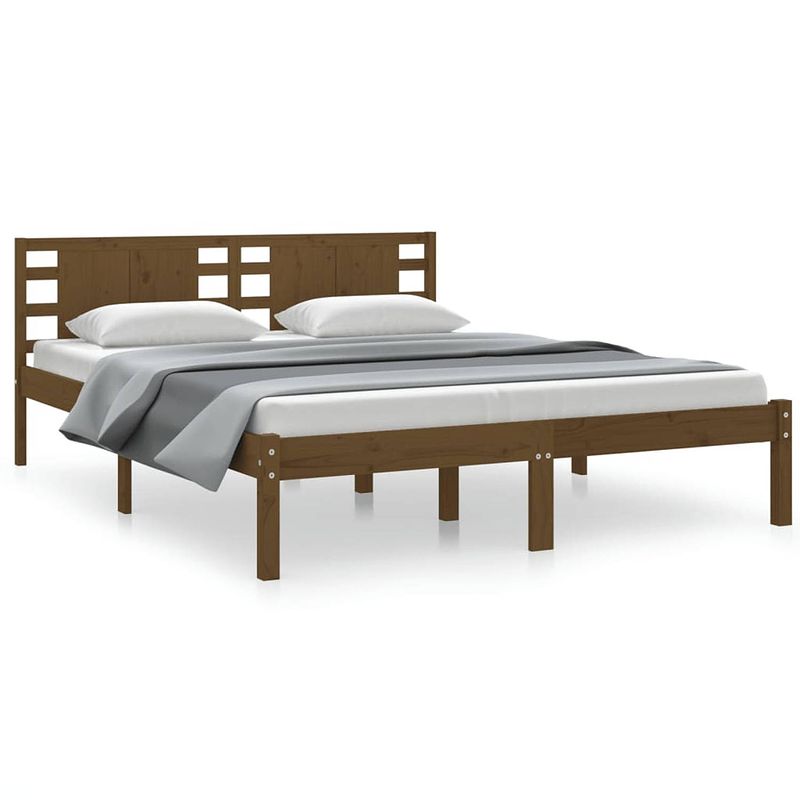 Foto van Vidaxl bedframe massief hout honingbruin 150x200 cm 5ft king size