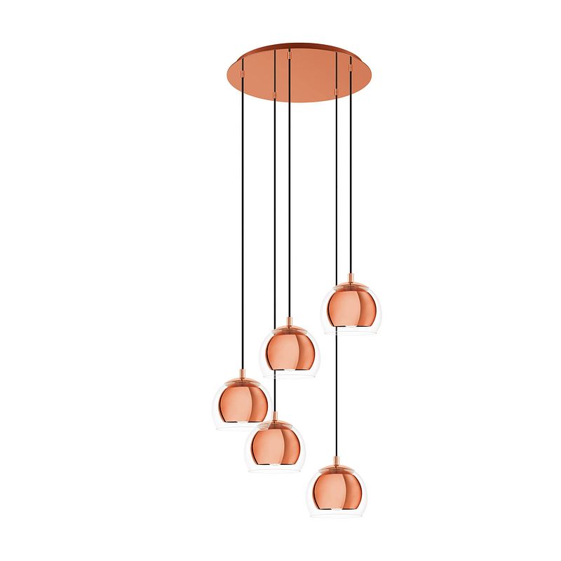 Foto van Eglo rocamar 1 hanglamp - e27 - ø 58,5 cm - glas - koper