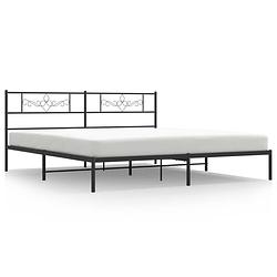 Foto van Vidaxl bedframe met hoofdbord metaal zwart 193x203 cm