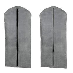 Foto van Set van 2x stuks grijze kledinghoes 60 x 137 cm - kledinghoezen