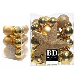 Foto van Kerstversiering kunststof kerstballen met piek goud 5-6-8 cm pakket van 45x stuks - kerstbal